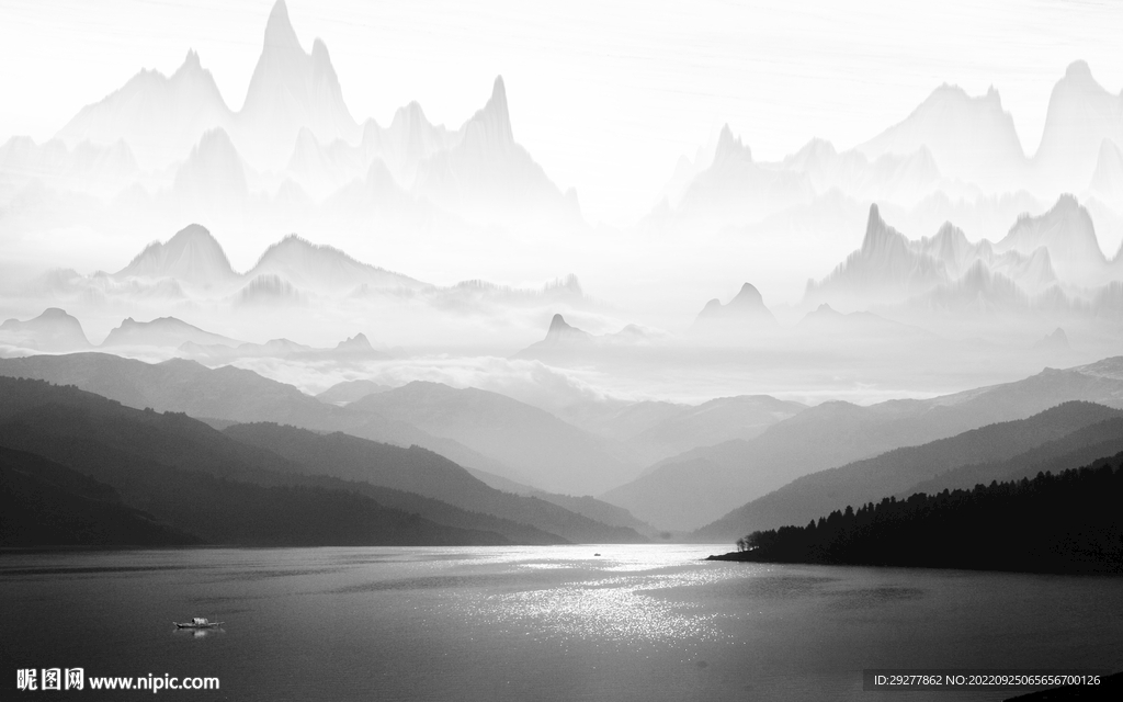 大气意境中式山水 Tif分层