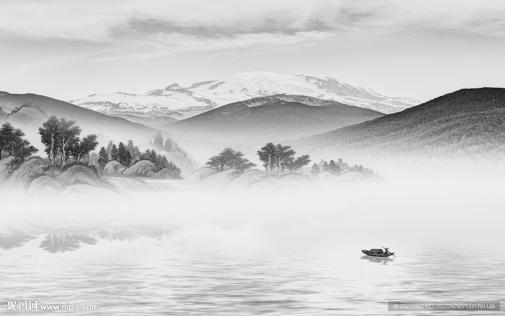 高档意境中式山水 Tif分层