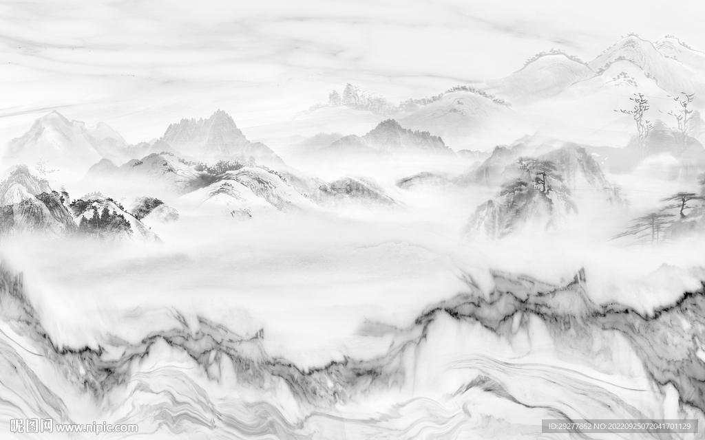 高清 意境中式山水 Tif分层