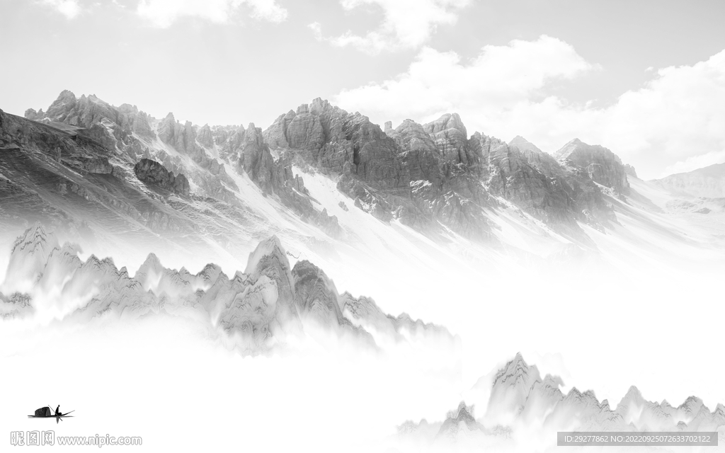 新款灰色简约山水 Tif分层