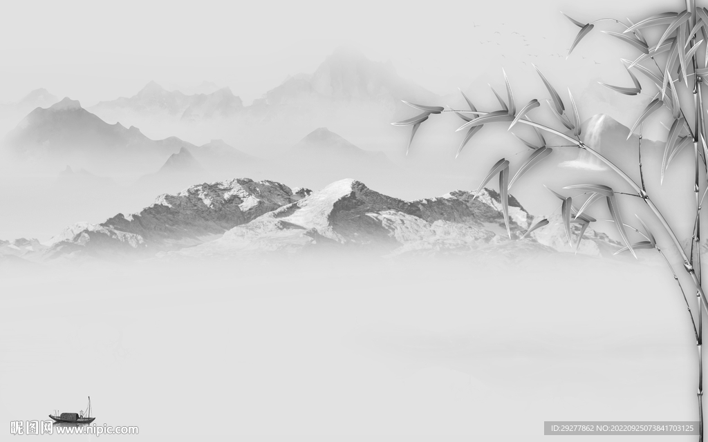 高端灰色简约山水 Tif分层