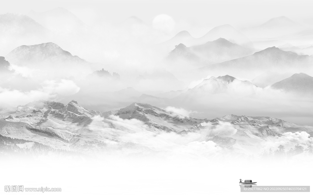 别墅灰色简约山水 Tif分层