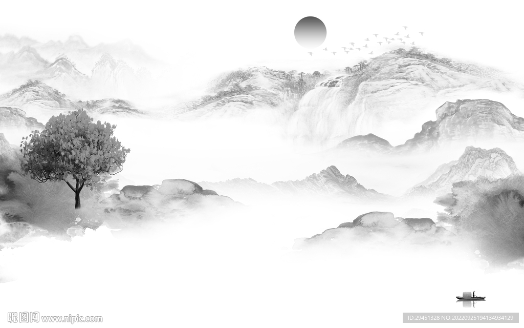 客厅新现代灰山水 Tif分层