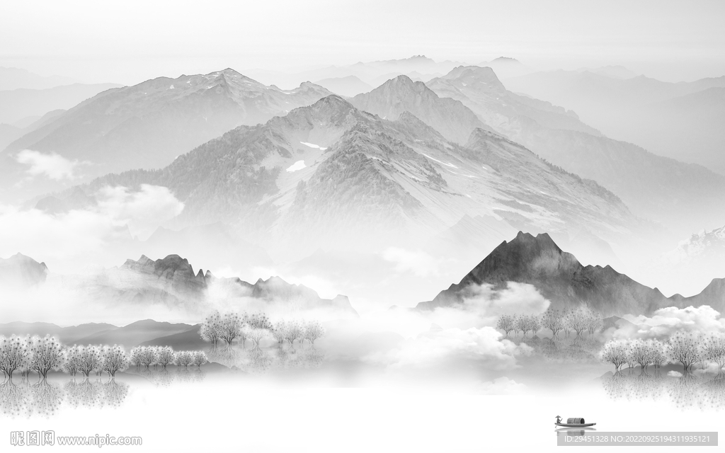 新品新现代灰山水 Tif分层