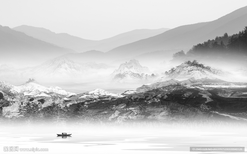 高清 新现代灰山水 Tif分层