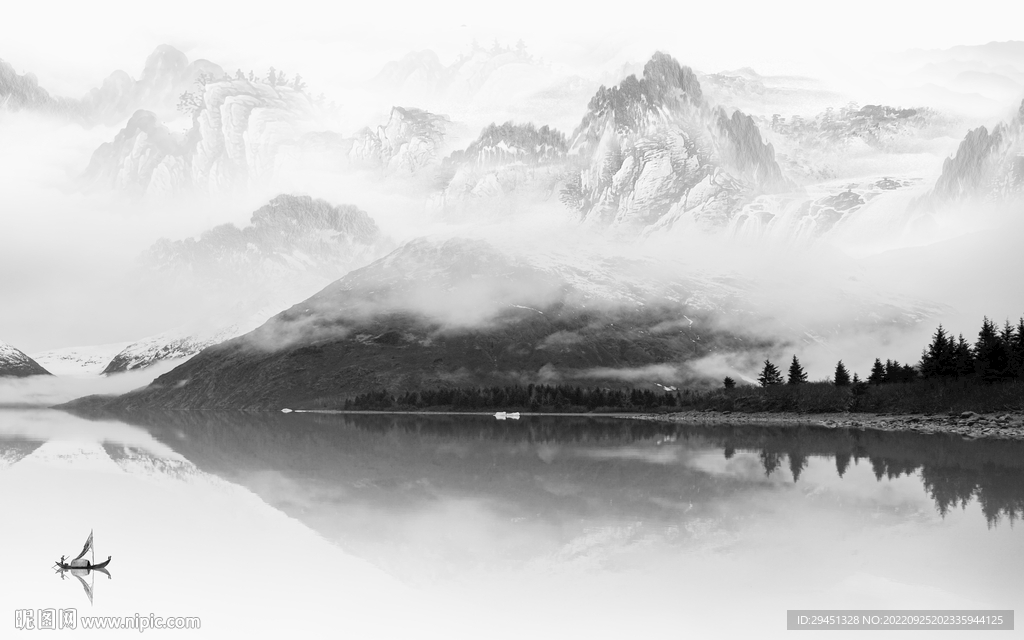 新上架高雅灰山水画 Tif分层