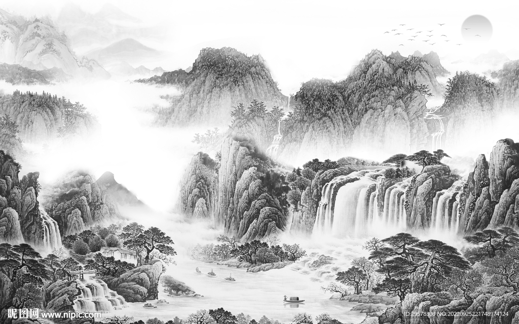 无框画意境高端山水 TIf分层