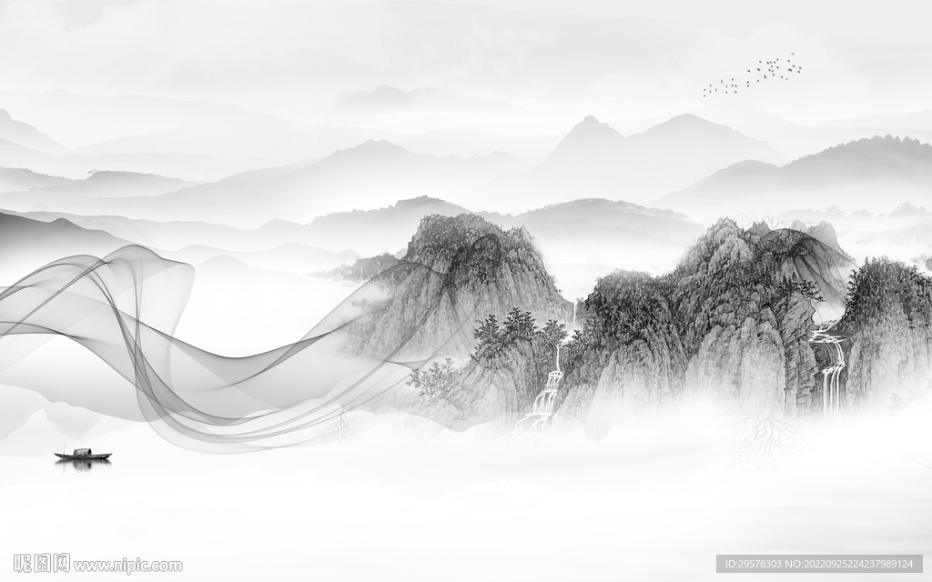 新品 意境高端山水 TIf分层