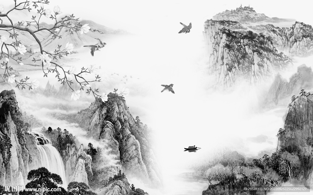 电视新山水灰色画 TIF分层