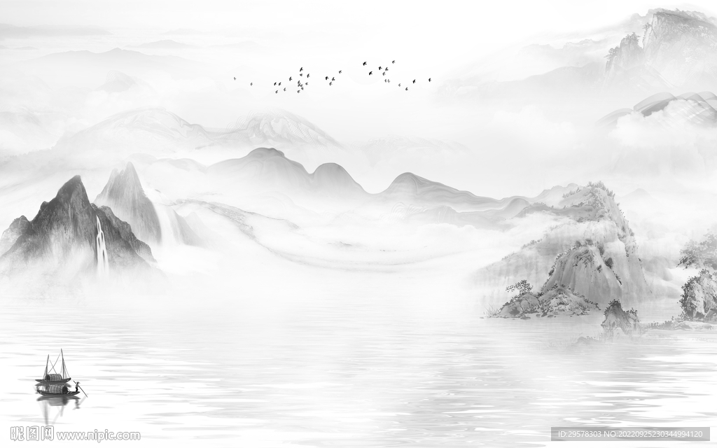 别墅新山水灰色画 TIF分层