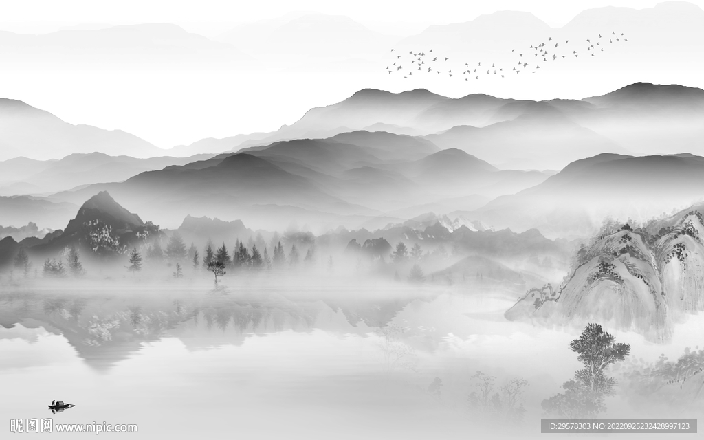 简约新山水灰色画 TIF分层