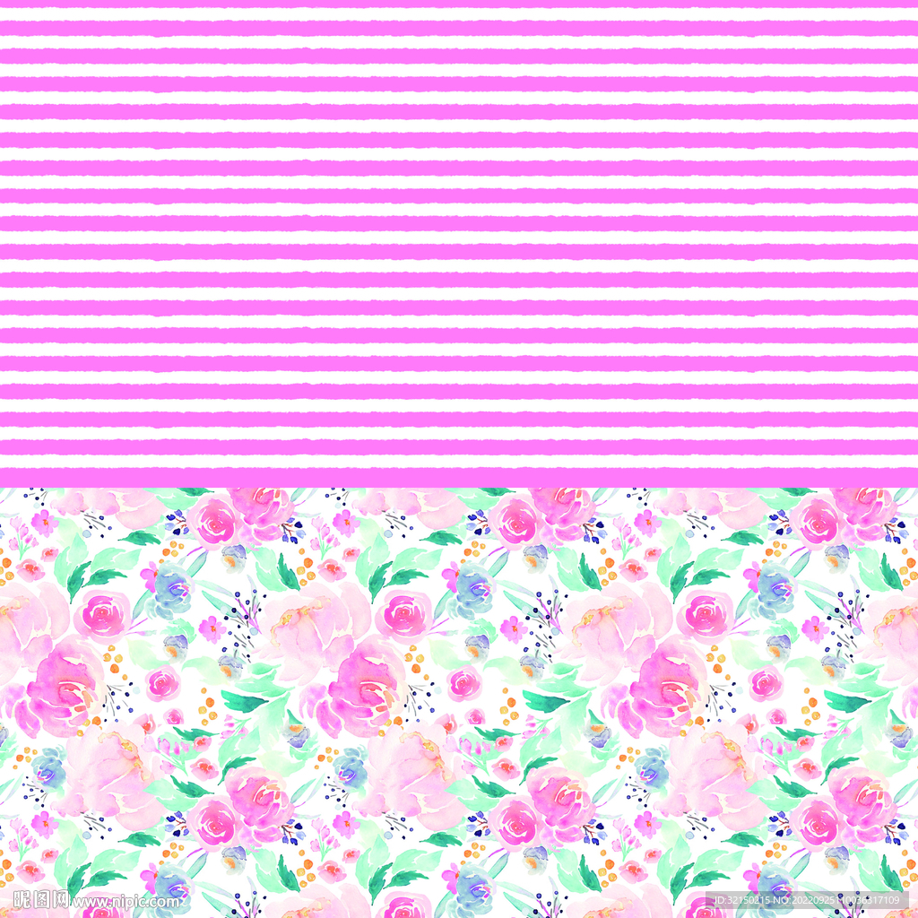 水彩粉色花数码