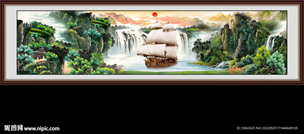 一帆风顺国画山水画