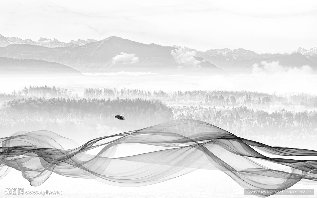 爆款 中式风山水画 TIF分层