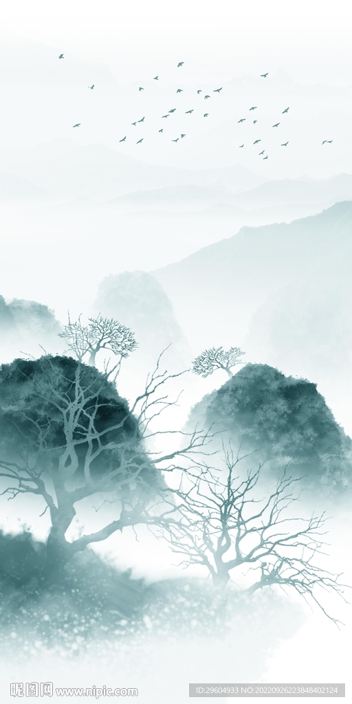 水墨现代山水玄关 TIf分层