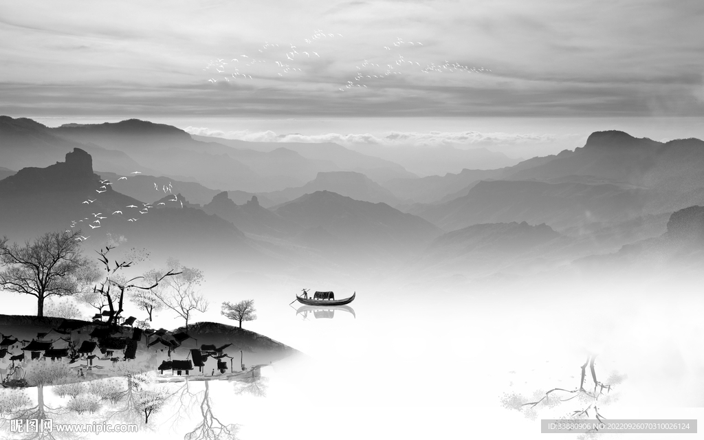 电视 简约灰色山水 tiF分层