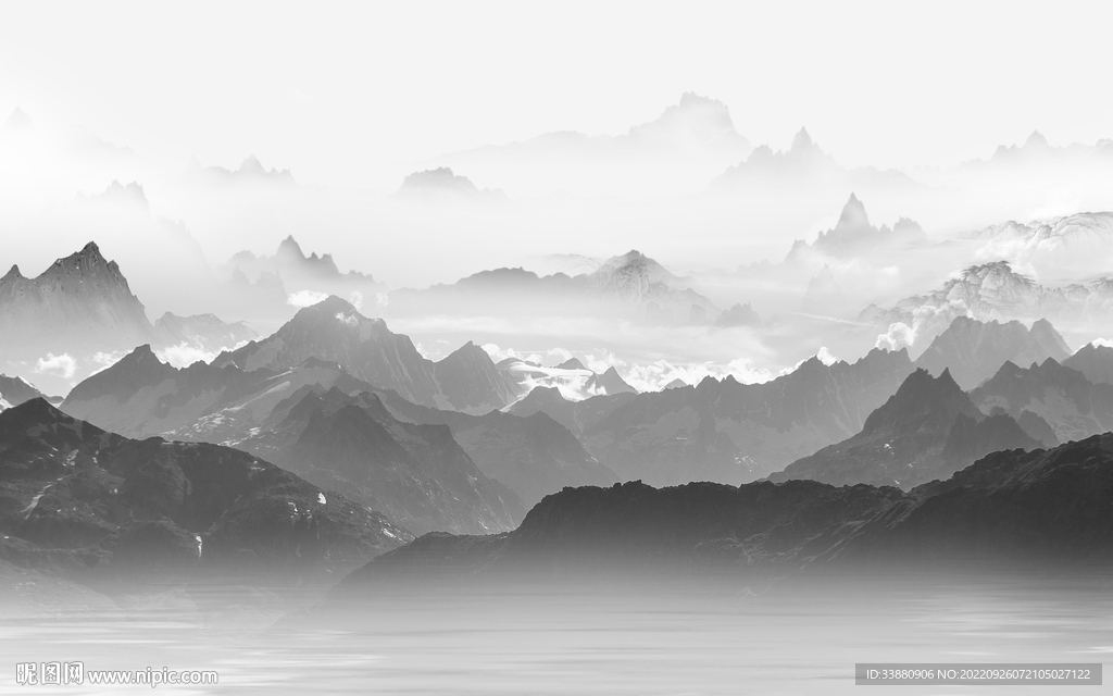 爆款简约灰色山水 tiF分层