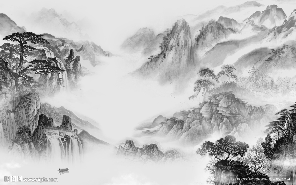 客厅简约灰色山水 tiF分层