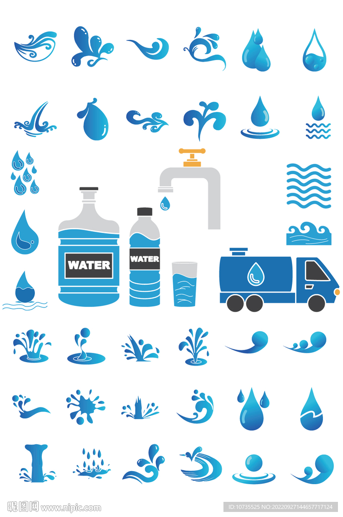 AI矢量水花水滴水