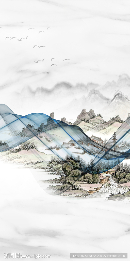新上架现代玄关山水 tiF分层