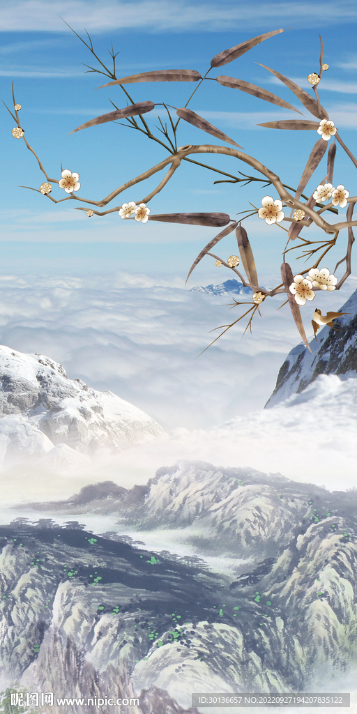 风景现代玄关山水 tiF分层