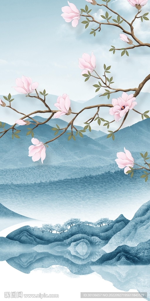 大气现代玄关山水 tiF分层