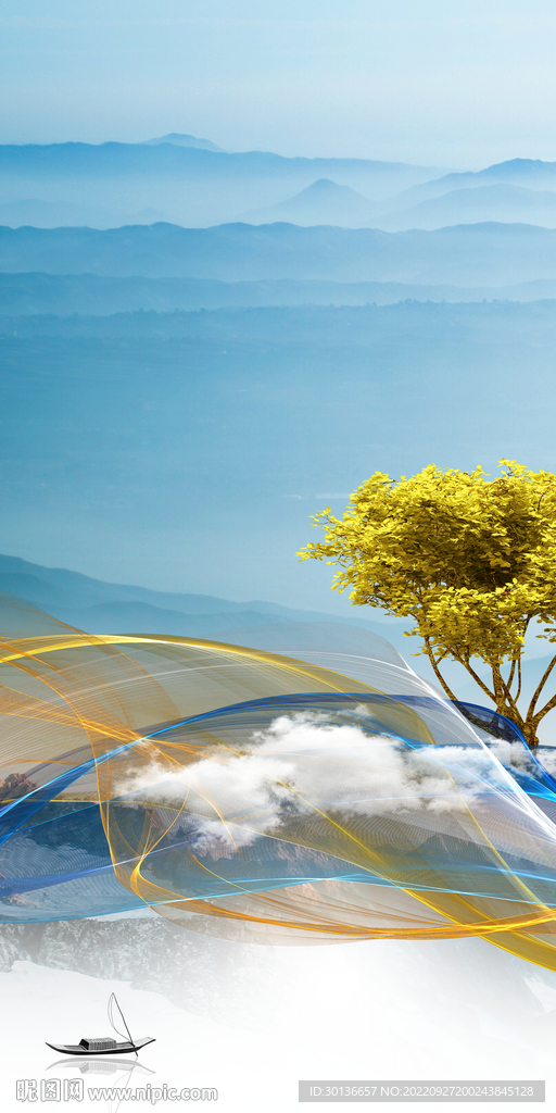 意境 现代玄关山水 tiF分层