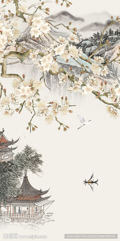 古风现代玄关山水 tiF分层