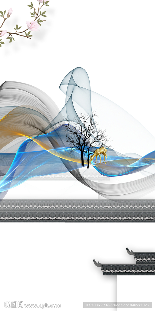 极简高档山水玄关 TiF分层