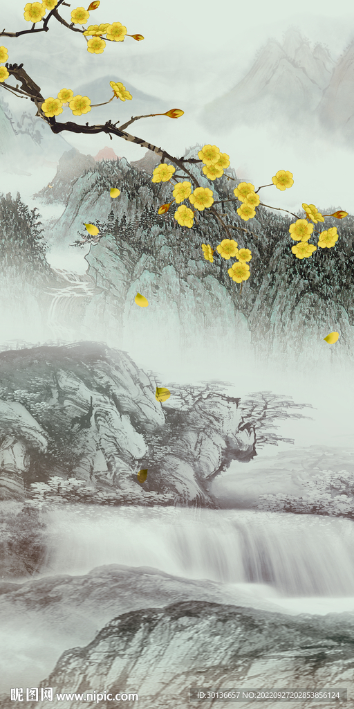 新款高档山水玄关 TiF分层