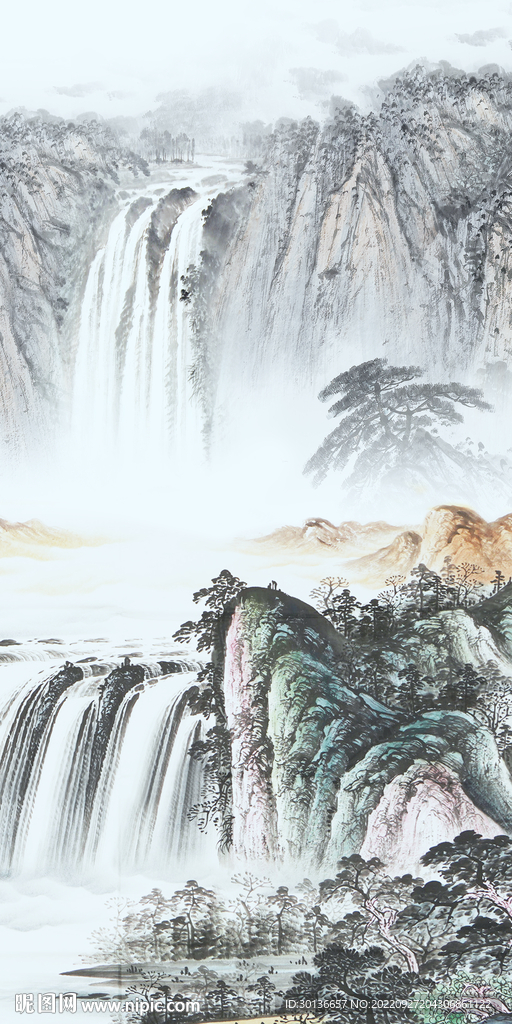 新中式高档山水玄关 TiF分层