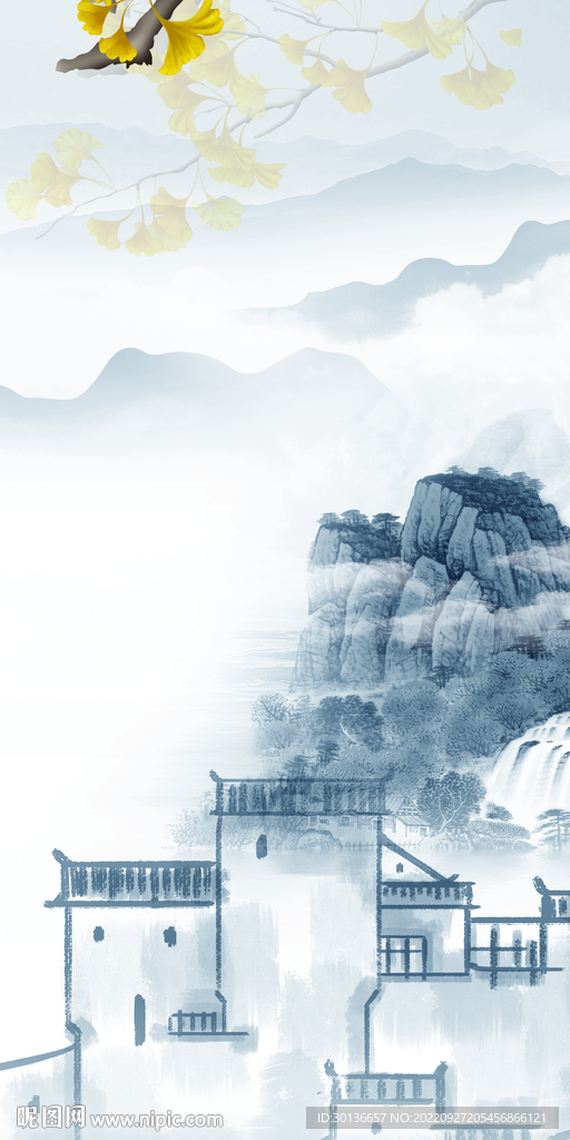 中式高档山水玄关 TiF分层