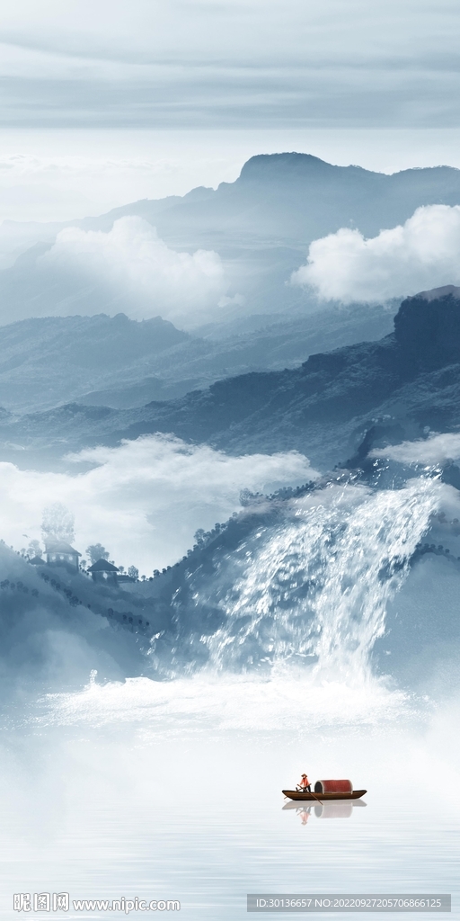 爆款现代玄关山水 tiF分层