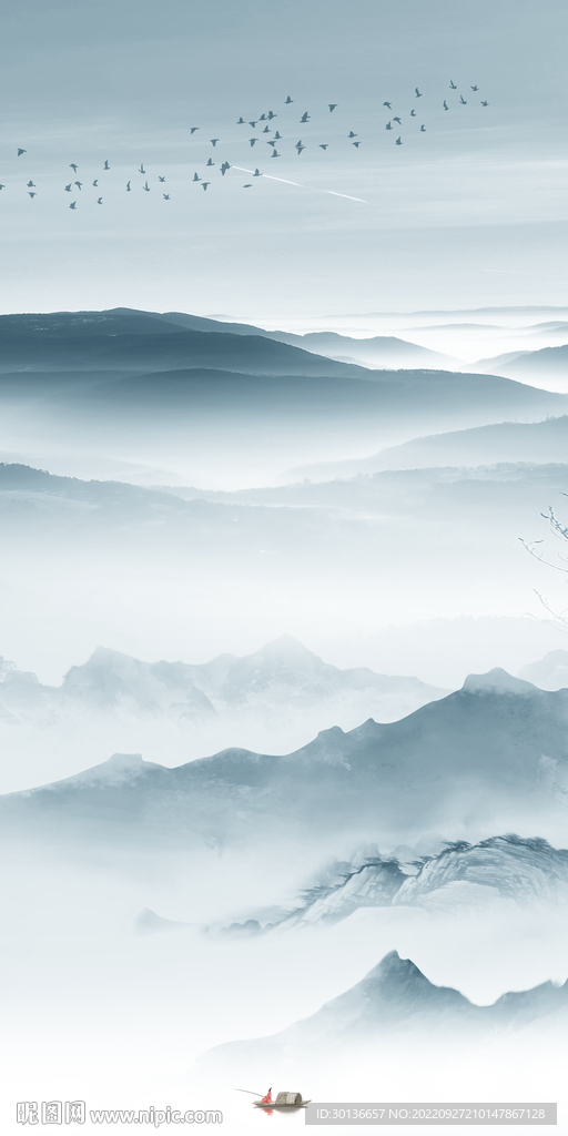 现代高档山水玄关 TiF分层