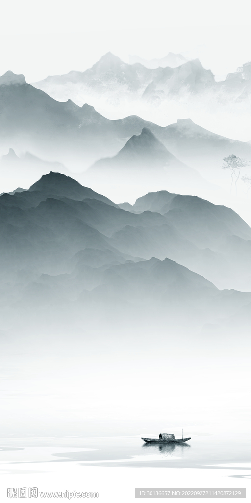 无框画高档山水玄关 TiF分层