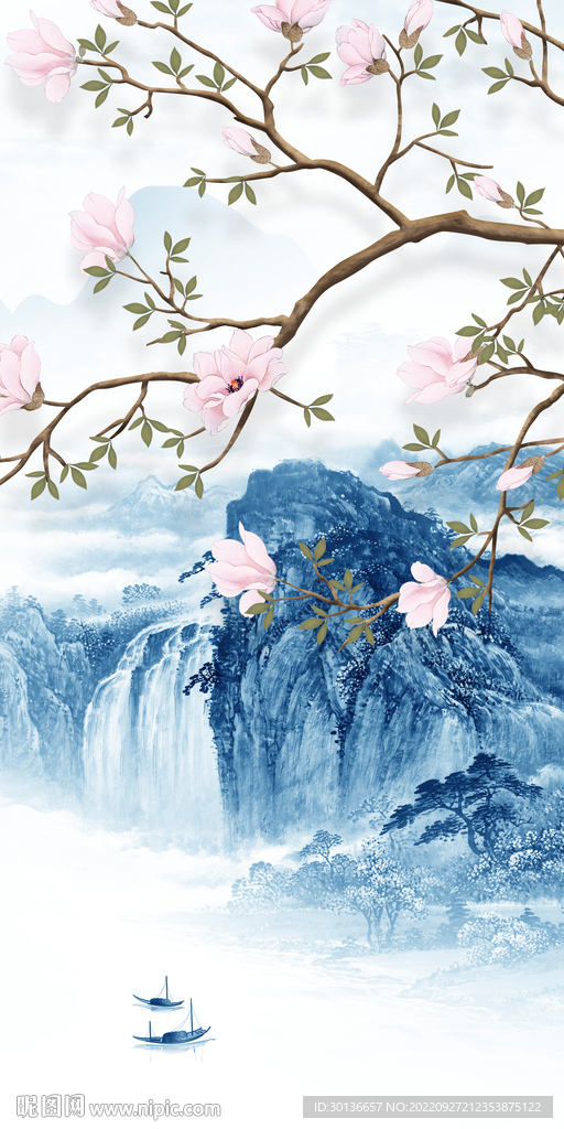 高端高档山水玄关 TiF分层