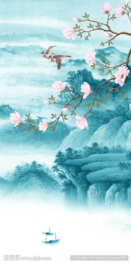 高清 高档山水玄关 TiF分层