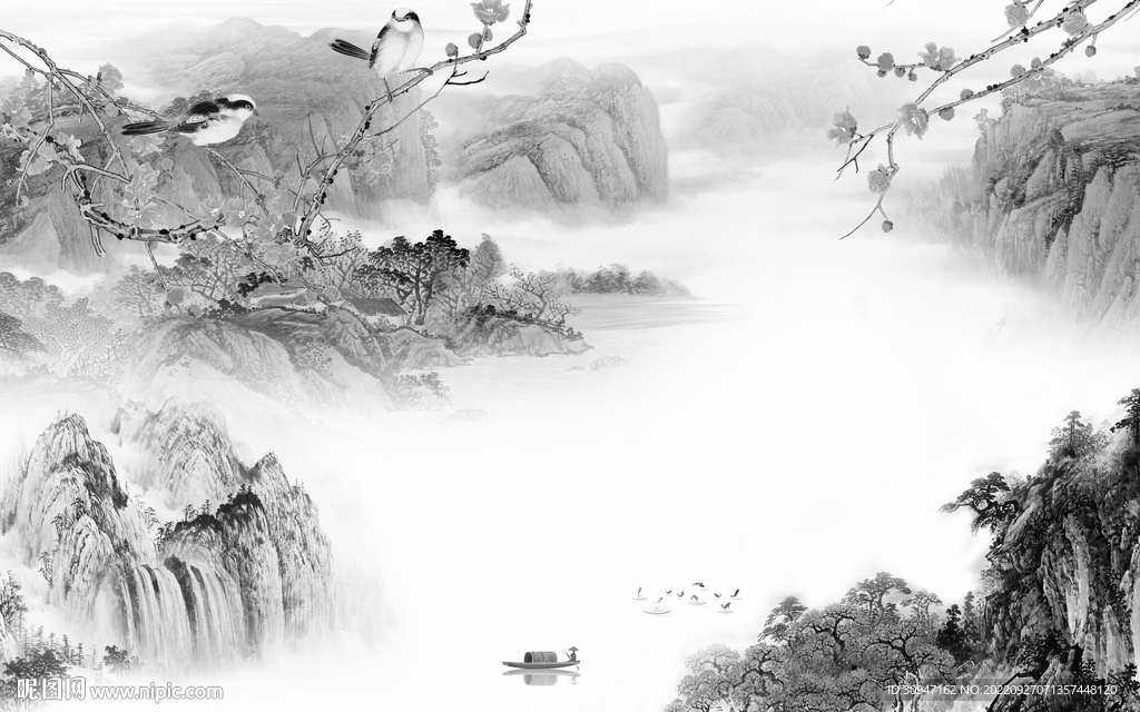 现代新上架山水画 TiF分层