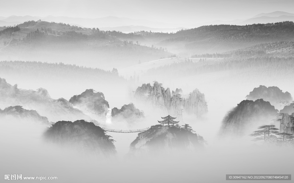 大气新款中式山水 TiF分层