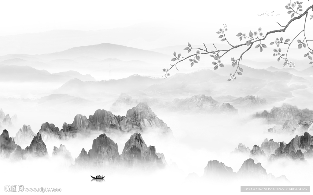 高清 新款中式山水 TiF分层