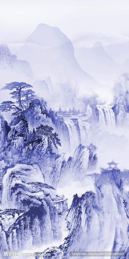 无框画大气山水玄关 TIf分层