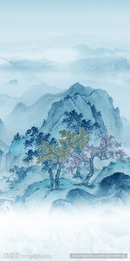 中国风大气山水玄关 TIf分层