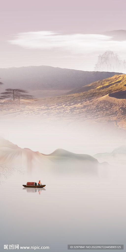 中式大气山水玄关 TIf分层