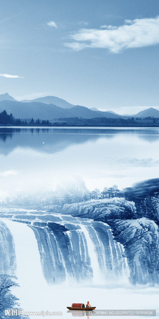 中国风玄关新款山水 TIf分层