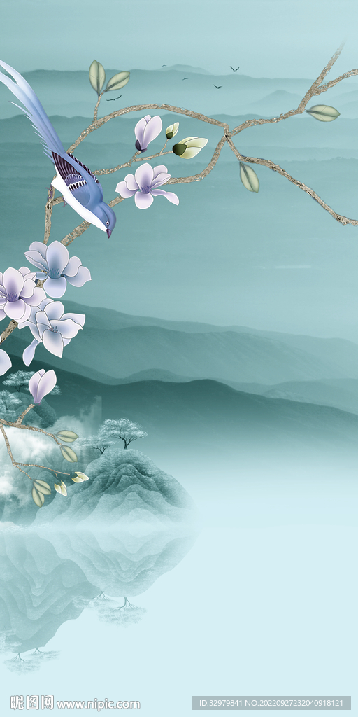 新中式玄关新款山水 TIf分层