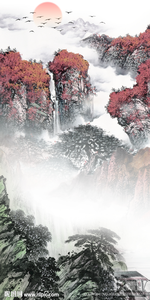 无框画玄关新款山水 TIf分层