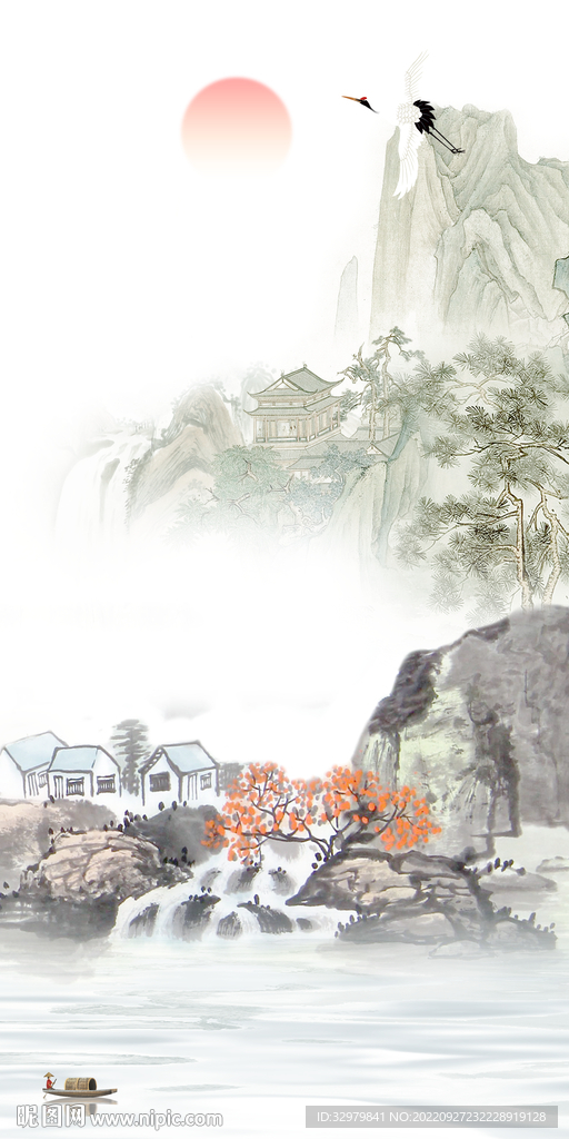 高清 大气山水玄关 TIf分层