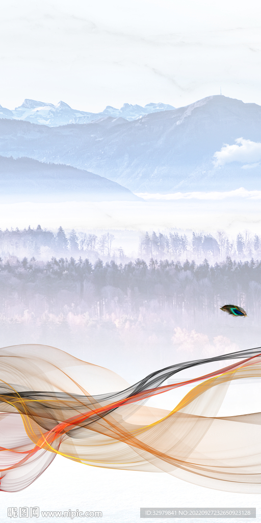 新品 玄关新款山水 TIf分层