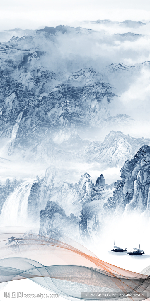 简约 玄关中式山水 TIf分层