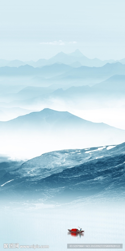 水墨 玄关中式山水 TIf分层